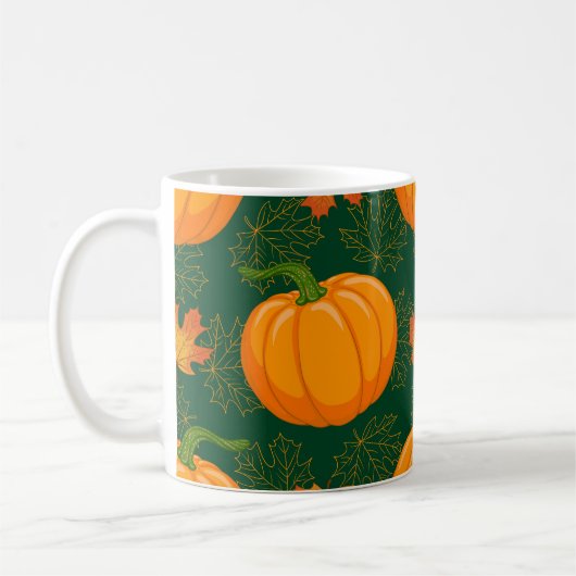 Orange Pumpkin Autumn Leaves Muster Kaffeetasse (Links)