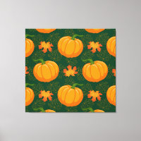 Orange Pumpkin Autumn Leaves Muster
