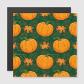 Orange Pumpkin Autumn Leaves Muster Magnetkarte (Vorne/Hinten)