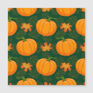 Orange Pumpkin Autumn Leaves Muster Magnetkarte