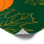 Orange Pumpkin Autumn Leaves Muster Poster (Ecke)