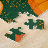 Orange Pumpkin Autumn Leaves Muster Puzzle (Seite)