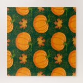 Orange Pumpkin Autumn Leaves Muster Puzzle (Horizontal)