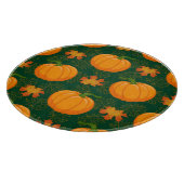 Orange Pumpkin Autumn Leaves Muster Schneidebrett (Ecke)
