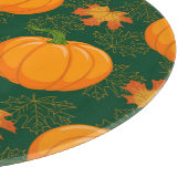 Orange Pumpkin Autumn Leaves Muster Schneidebrett (Ecke)