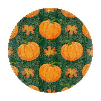 Orange Pumpkin Autumn Leaves Muster Schneidebrett
