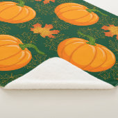 Orange Pumpkin Autumn Leaves Muster Sherpadecke (3/4)