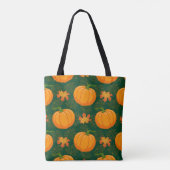 Orange Pumpkin Autumn Leaves Muster Tasche (Rückseite)