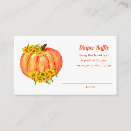 Orange Pumpkin Baby Duschdichter Raffle Begleitkarte (Vorderseite)