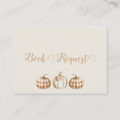 Orange Pumpkin Baby Shower Book Request Insert Visitenkarte (Rückseite)