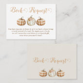 Orange Pumpkin Baby Shower Book Request Insert Visitenkarte (Vorne/Hinten)