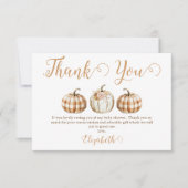Orange Pumpkin Baby Shower Thank You Card Dankeskarte (Vorderseite)