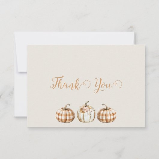 Orange Pumpkin Baby Shower Thank You Card Dankeskarte (Rückseite)