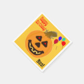 Orange Pumpkin Birthday Balloons lächeln Serviette (Ecke)