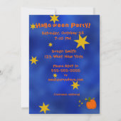 Orange Pumpkin Blue Starry Night Gold Stars Einladung (Rückseite)