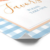 Orange Pumpkin Boho Blue Gingham Favors Sign Poster (Ecke)