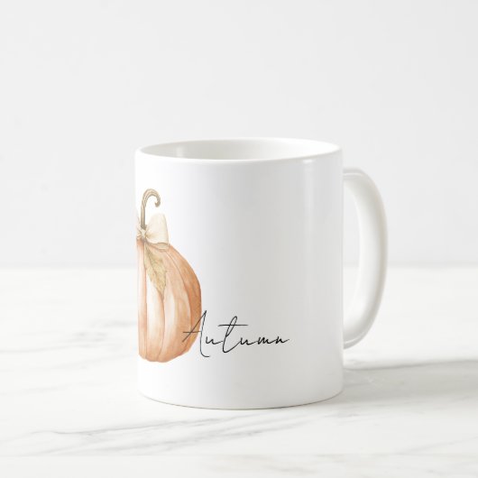 Orange Pumpkin Cream Bow Leaf Kaffeetasse (VorderseiteRechts)