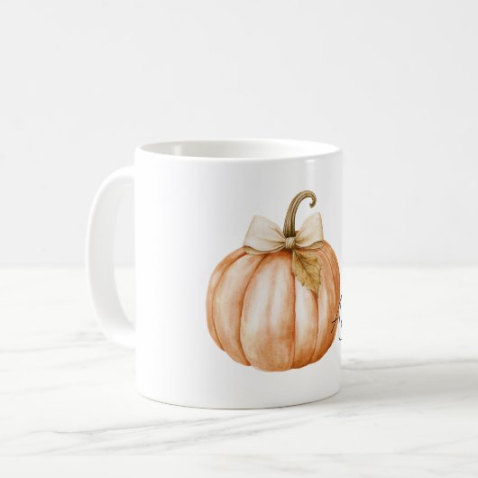 Orange Pumpkin Cream Bow Leaf Kaffeetasse (Vorderseite Links)