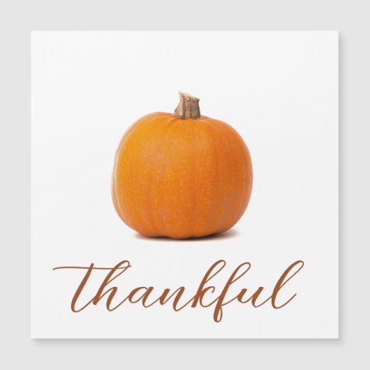 Orange Pumpkin dankbare weiße Magnetkarte (Vorderseite)