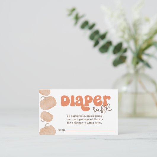 Orange Pumpkin Diaper Raffle Baby Duschkarte Begleitkarte (Stehend Vorderseite)