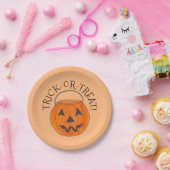Orange Pumpkin-EcketHalloween der Trick-oder-Lecke Pappteller (Party)