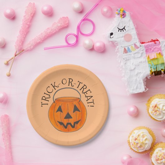 Orange Pumpkin-EcketHalloween der Trick-oder-Lecke Pappteller (Party)