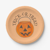 Orange Pumpkin-EcketHalloween der Trick-oder-Lecke Pappteller (Vorderseite)