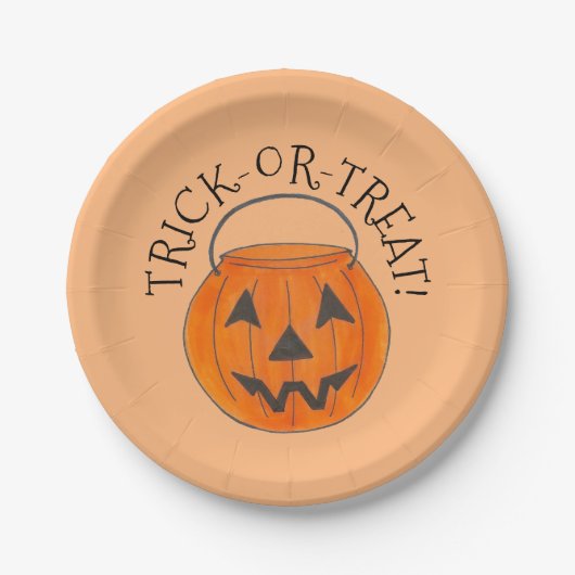 Orange Pumpkin-EcketHalloween der Trick-oder-Lecke Pappteller (Vorderseite)