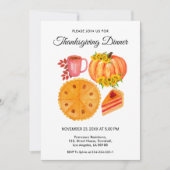 Orange Pumpkin Erntedank Dinner Floral Einladung (Vorderseite)