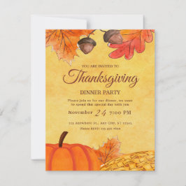 Orange Pumpkin Erntedank Dinner Party Printable Einladung