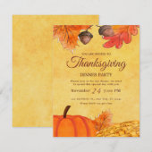 Orange Pumpkin Erntedank Dinner Party Printable Einladung (Vorne/Hinten)