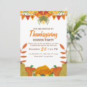 Orange Pumpkin Erntedank Dinner Party Printable Einladung (Stehend Vorderseite)