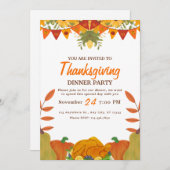 Orange Pumpkin Erntedank Dinner Party Printable Einladung (Vorne/Hinten)