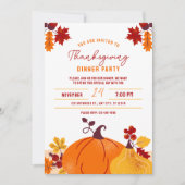 Orange Pumpkin Erntedank Dinner Party Printable Einladung (Vorderseite)