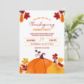 Orange Pumpkin Erntedank Dinner Party Printable Einladung (Stehend Vorderseite)