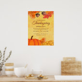 Orange Pumpkin Erntedank Dinner Party Printable Poster (Küche)