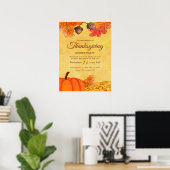 Orange Pumpkin Erntedank Dinner Party Printable Poster (Heimbüro)