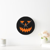 Orange Pumpkin Face Clock Große Wanduhr (Zuhause)