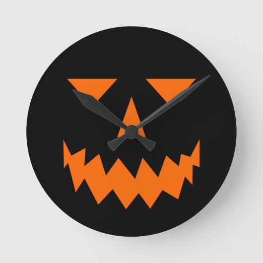 Orange Pumpkin Face Clock Große Wanduhr (Vorderseite)