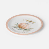 Orange Pumpkin Fall Baby Shower Paper Plates Pappteller (Schrägansicht)