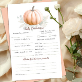 Orange Pumpkin Fall Baby Shower Predictions Card