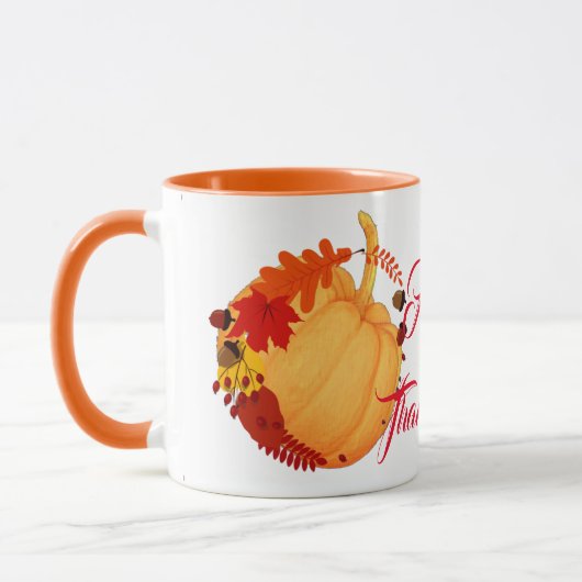 Orange Pumpkin Fall Maple Foliage Erntedank Spaß Tasse (Links)