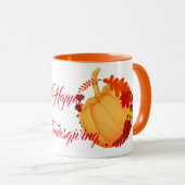 Orange Pumpkin Fall Maple Foliage Erntedank Spaß Tasse (VorderseiteRechts)