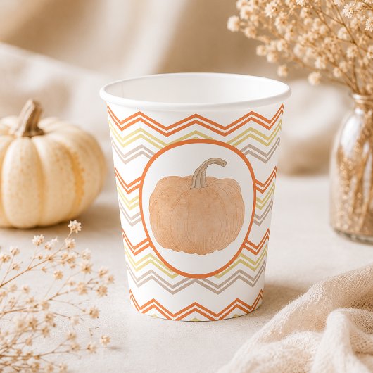 Orange Pumpkin Fall Party Paper Cups Pappbecher