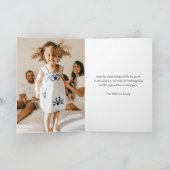 Orange Pumpkin Floral Foto Happy Thanksgiving Karte (Innenseite)