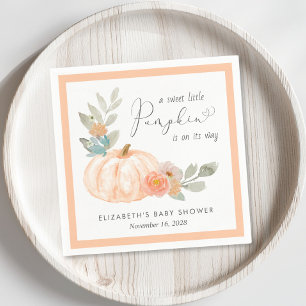 Orange Pumpkin Floral Watercolor Babydusche Serviette