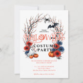 Orange Pumpkin Ghost Bats Spiders Halloween Einladung (Vorderseite)