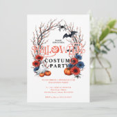 Orange Pumpkin Ghost Bats Spiders Halloween Einladung (Stehend Vorderseite)