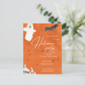 Orange Pumpkin & Ghost Halloween-Party Einladung Postkarte (Stehend Vorderseite)