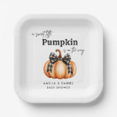 Orange Pumpkin Girl Bow Paper Plate Pappteller (Vorderseite)